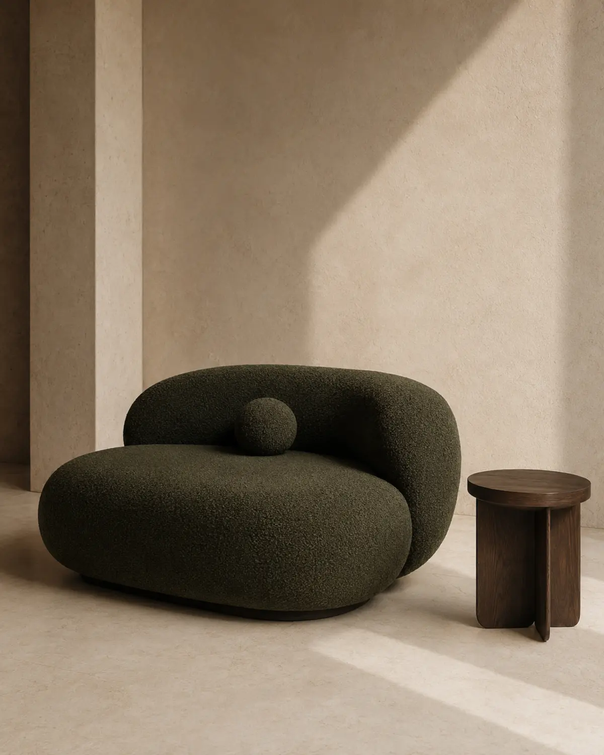 Olive boucle furniture textile